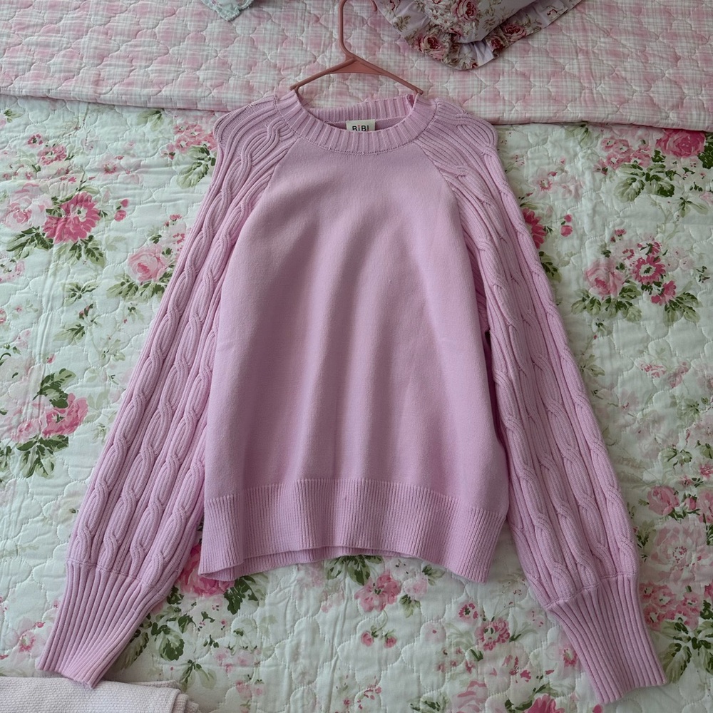 Light Pink Cable Knit Sweater